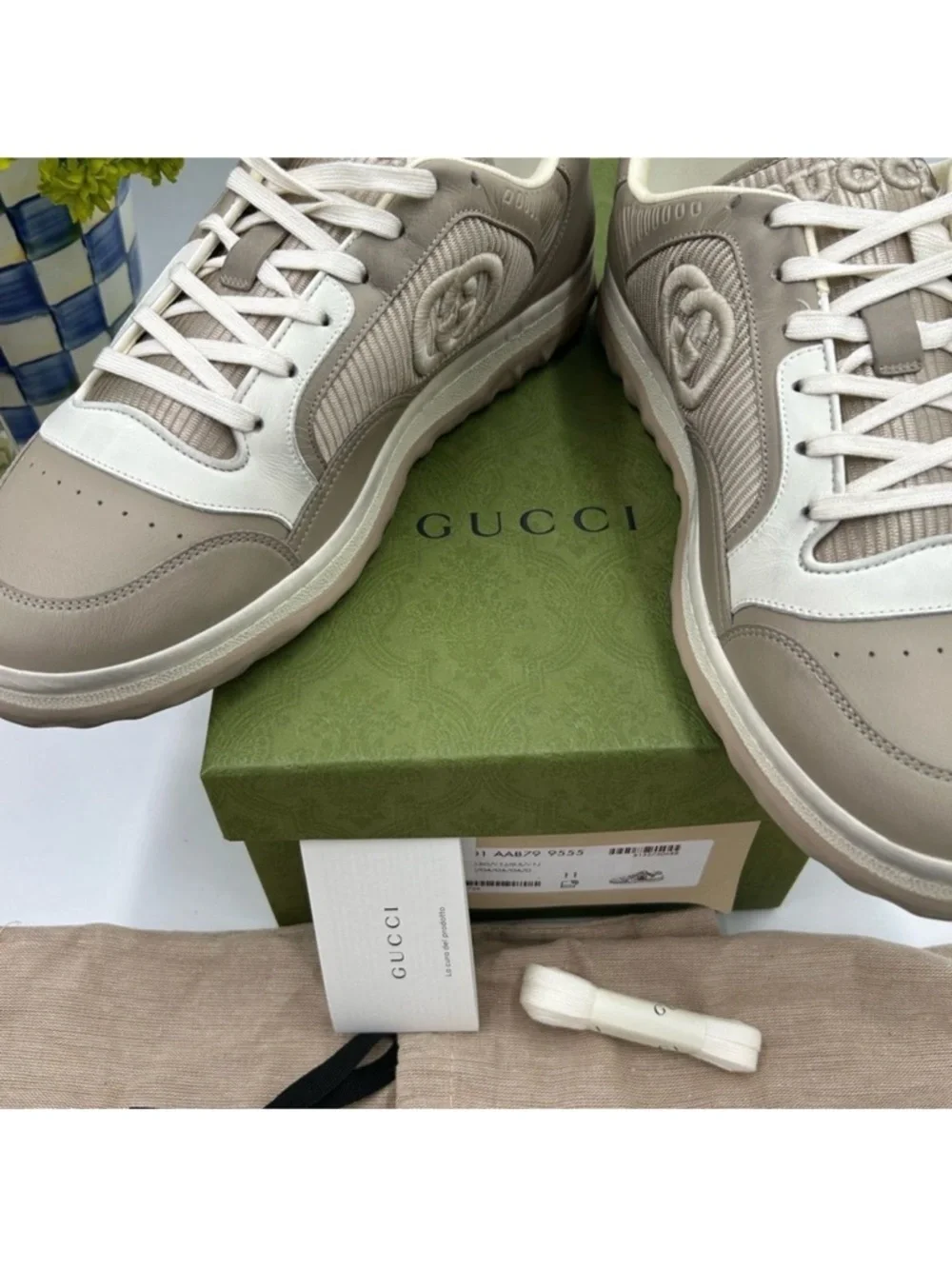 Men’s Gucci MAC 80 low top leather sneakers size 11 fits 11.5 US made in Italy